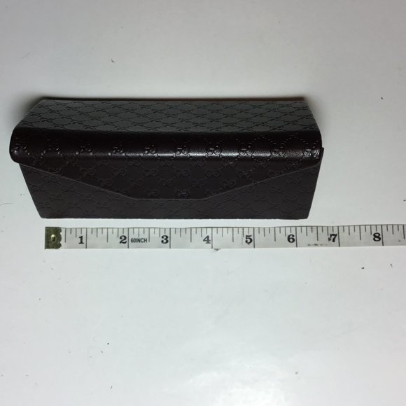 Gucci Faux Leather Embossed Sunglass/Eyeglass Triangle Case Brown W/ Cloth EUC - Picture 5 of 7